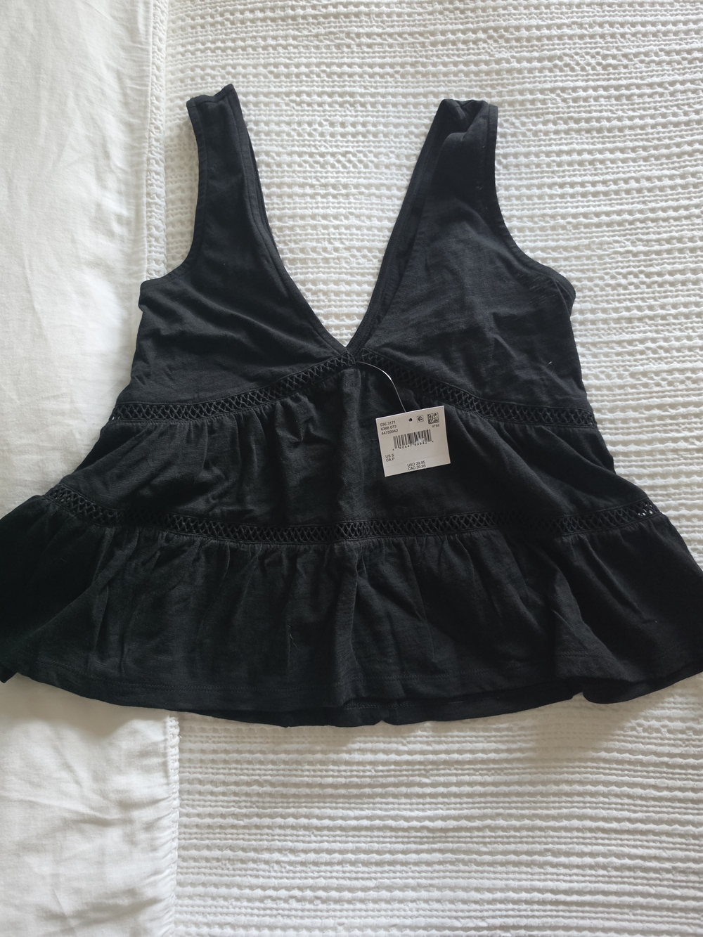 American Eagle Outfitters Black V-Neck Ruffle Tank